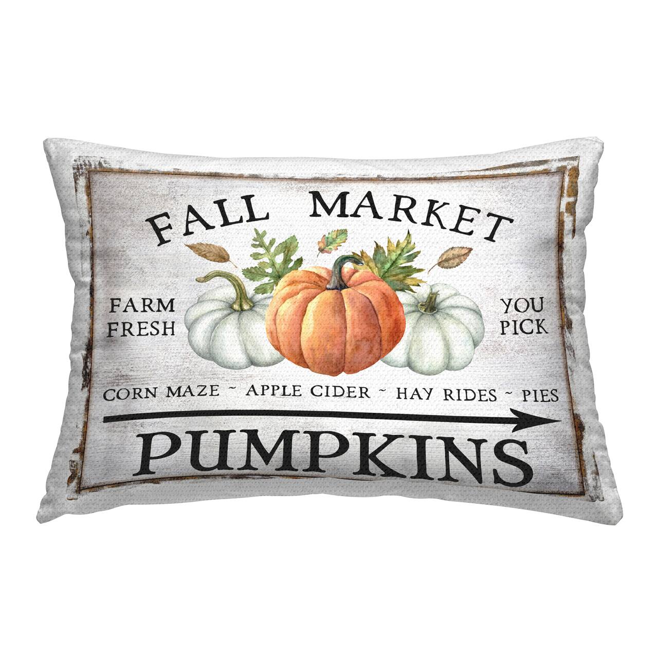 Stupell Industries Fall Market Pumpkins Outdoor Printed Pillow